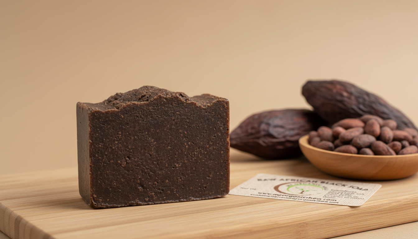 Authentic Raw African Black Soap Bar – Natural Handmade Cleanser for Acne, Dark Spots & Healthy Skin(8oz)