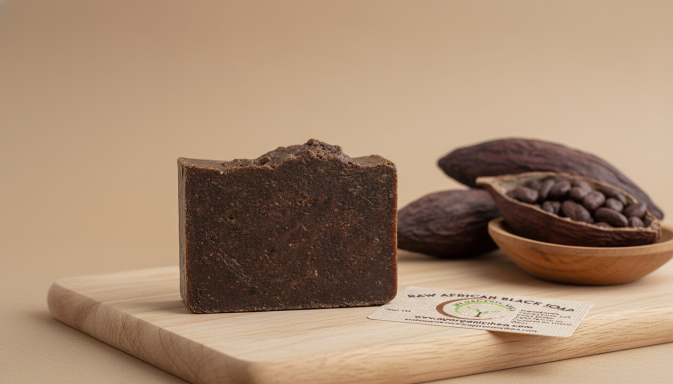 Authentic Raw African Black Soap Bar – Natural Handmade Cleanser for Acne, Dark Spots & Healthy Skin(8oz)