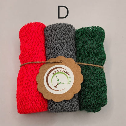 3pcs African Exfoliating Bath Net Sponge: 50 inch Nylon Sapo
