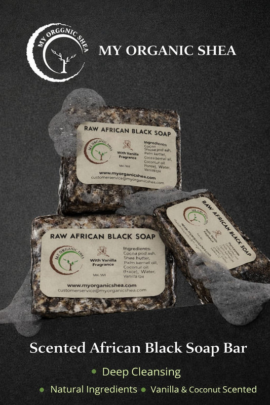 Scented African Black Soap 8oz – Natural Deep Cleansing Bar for Acne, Dark Spots & Glowing Skin | Handmade Moisturizing Soap