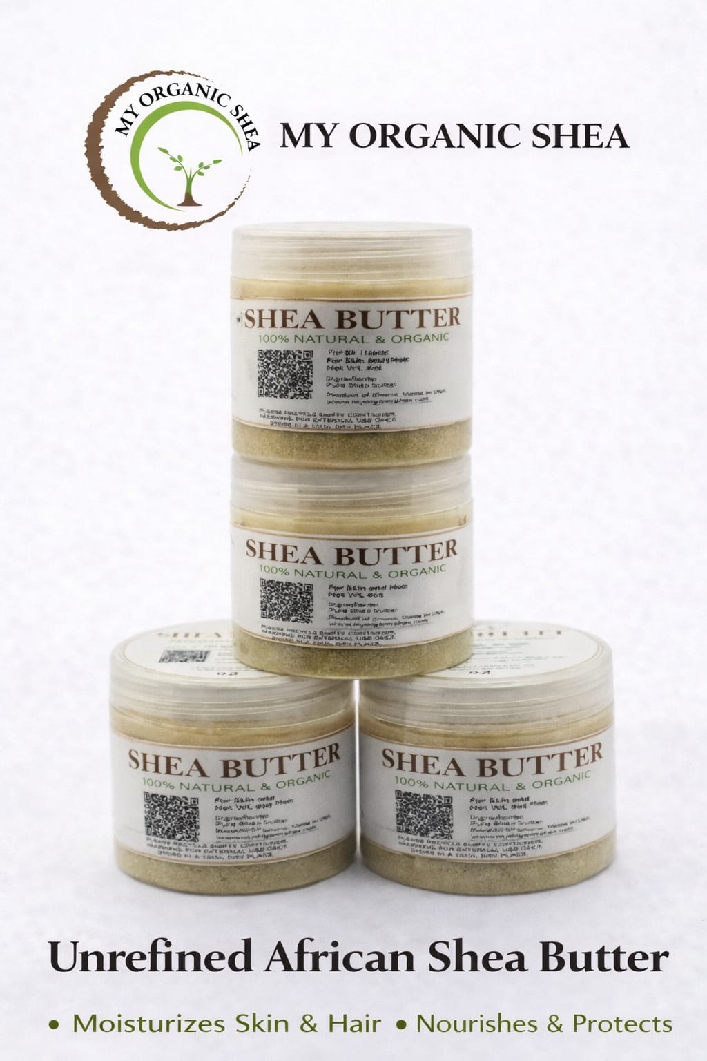 100% Natural unrefined Shea butter from Ghana (4oz per container)
