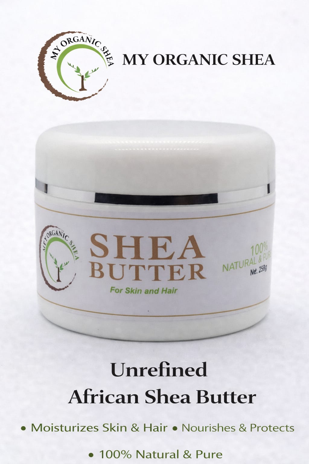 Raw Unrefined Shea Butter 250g – Natural Non-Whipped Moisturizer for Skin, Hair & Body
