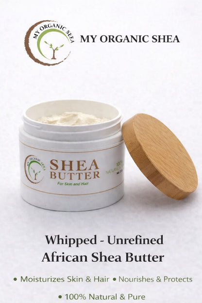 Whipped All_Natural African Unrefined Shea Butter (50g and 100g) – Raw Moisturizer for Skin & Hair, Deep Hydration & Repair, 100% Pure from Ghana