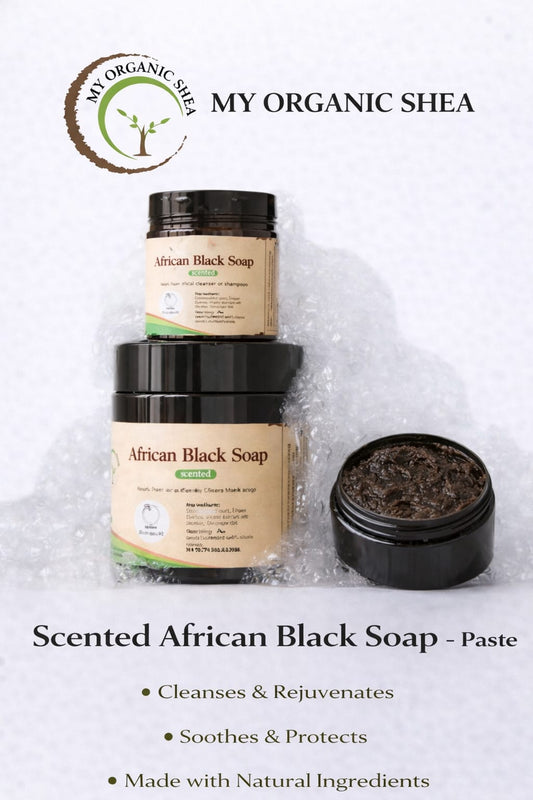 Scented African Black Soap (4oz and 8oz) – Natural Deep Cleansing Bar for Acne, Dark Spots & Glowing Skin | Handmade Moisturizing Soap