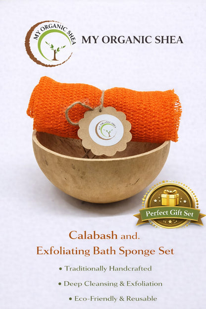 African Exfoliating Bath Net Sponge & Ghana Calabash Gift Set