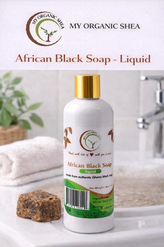 African Black Soap Liquid – Organic Ghana Shea Cleanser for Acne, Dark Spots & Glowing Skin