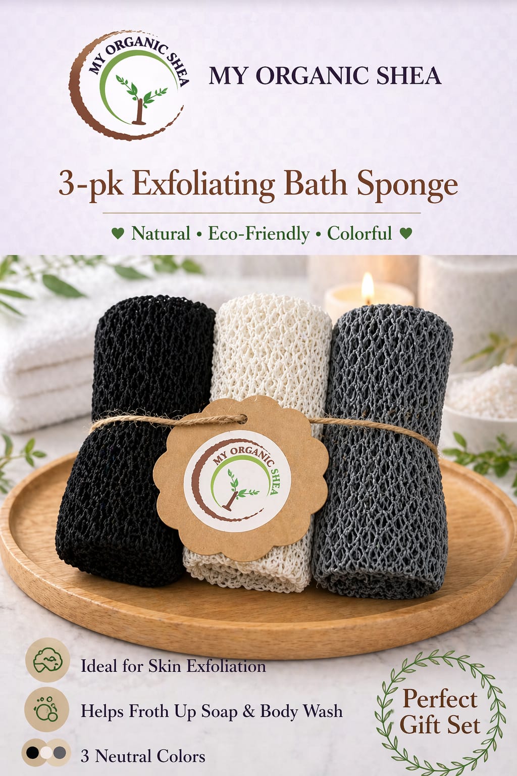 3-Pack African Exfoliating Bath Sponge Sapo: Nylon Body Scrubber