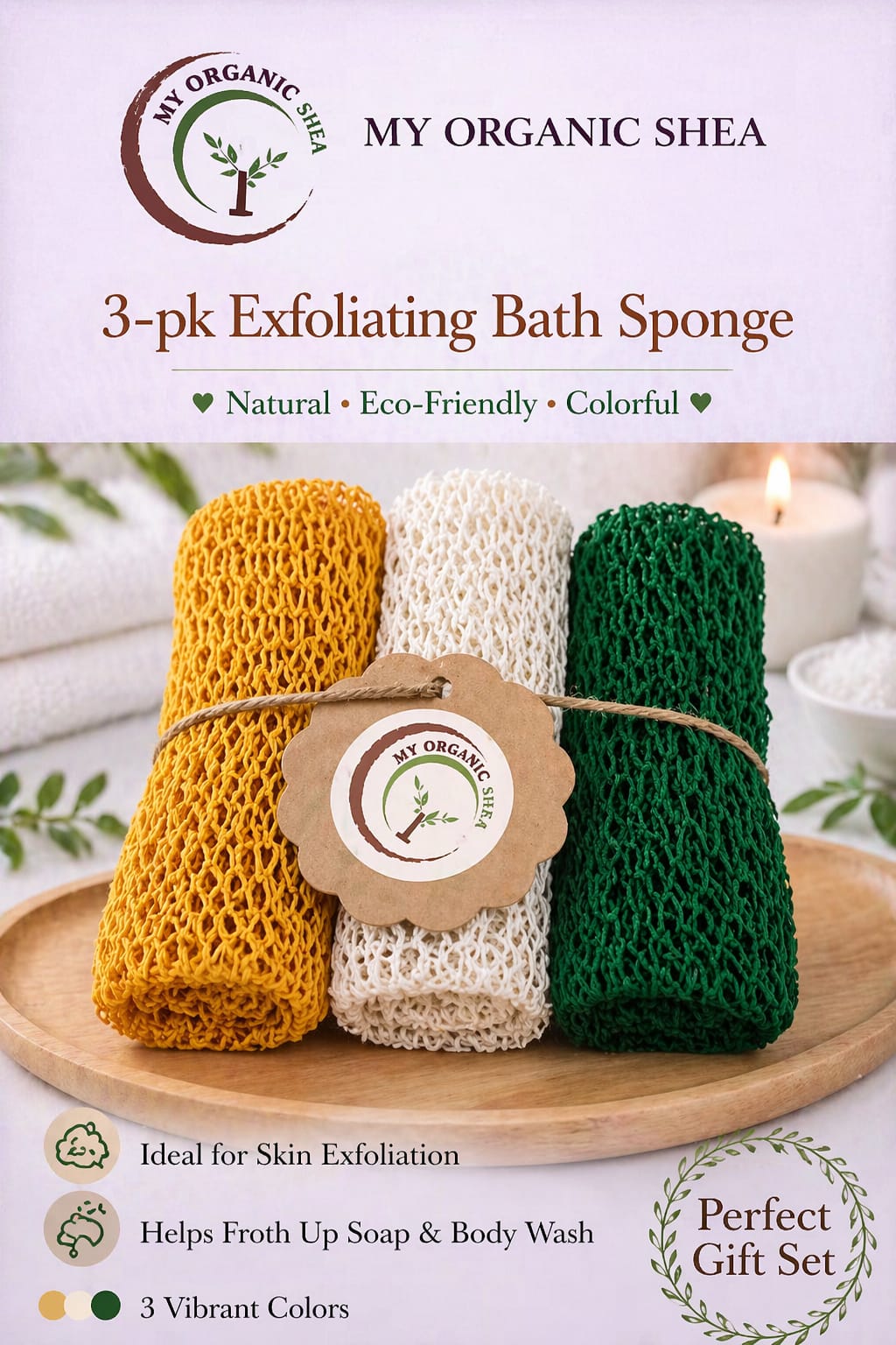3pcs African Exfoliating Bath Net Sponge: 50 inch Nylon Sapo