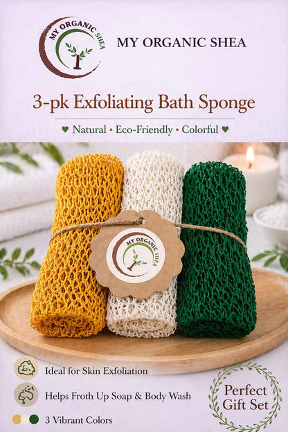 3pcs African Exfoliating Bath Net Sponge: 50 inch Nylon Sapo
