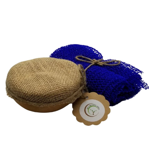 Unrefined Shea Butter in Calabash with Exfoliating Bath Net Sponge