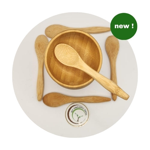 Mini Calabash Bowl Set with Spoon – Natural Wooden Bowl for Skincare, Dips & Daily Rituals