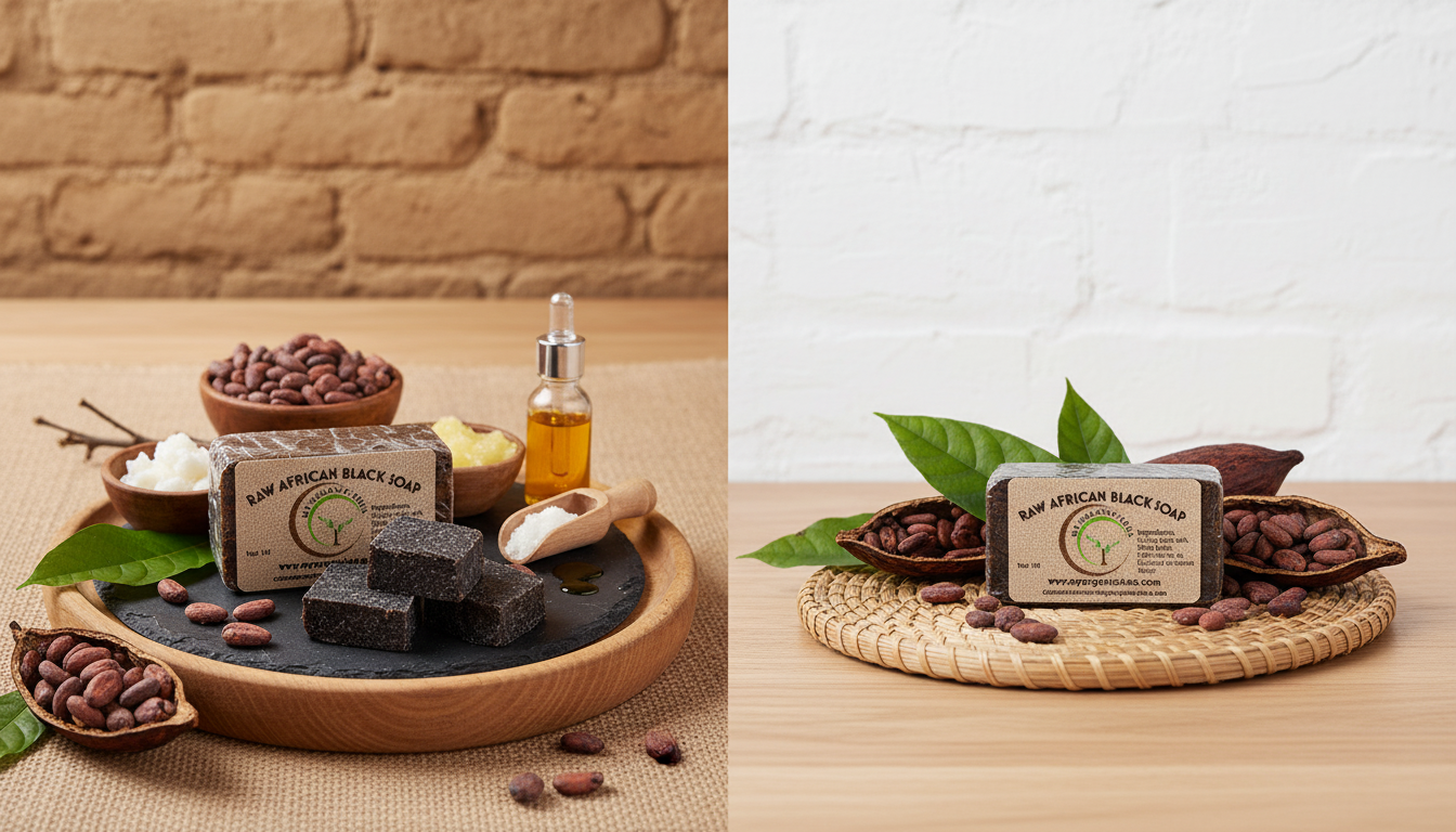 Authentic Raw African Black Soap Bar – Natural Handmade Cleanser for Acne, Dark Spots & Healthy Skin(8oz)