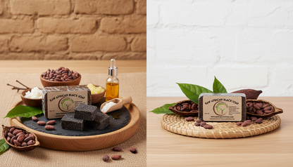Authentic Raw African Black Soap Bar – Natural Handmade Cleanser for Acne, Dark Spots & Healthy Skin(8oz)