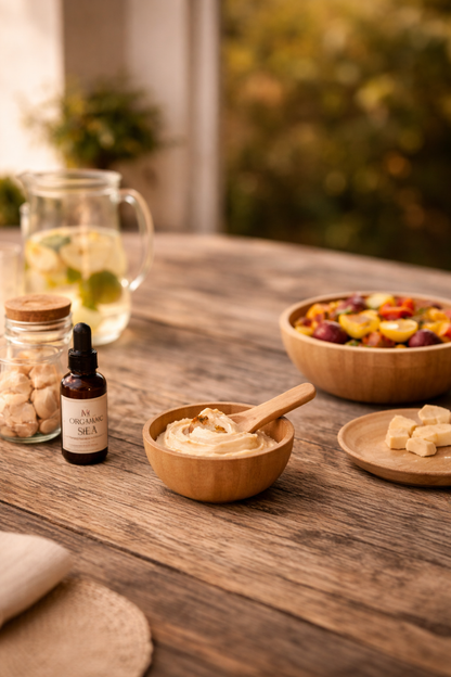 Mini wooden Bowl Set with Spoon – Natural Wooden Bowl for Skincare, Dips & Daily Rituals