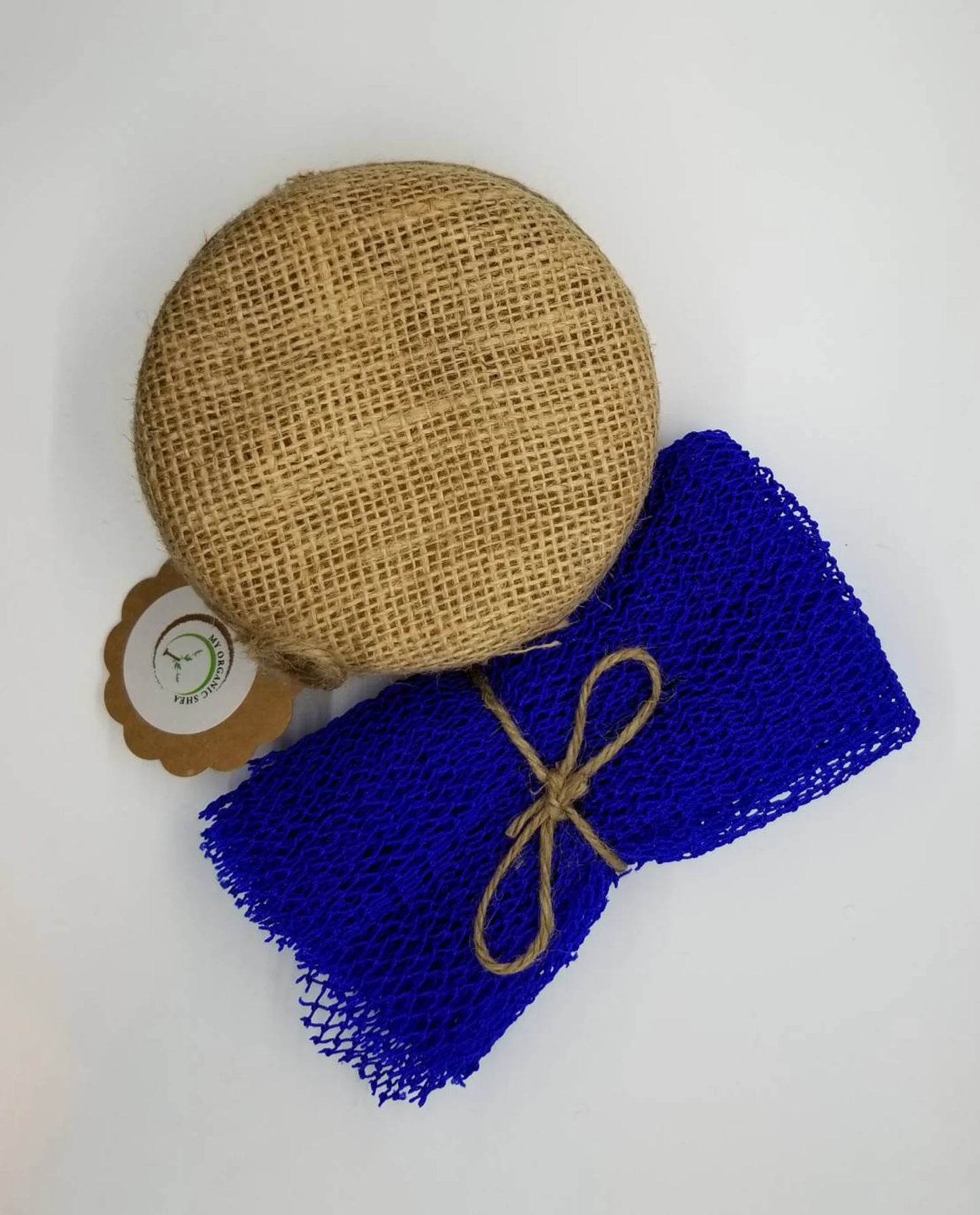 Unrefined Shea Butter in Calabash with Exfoliating Bath Net Sponge