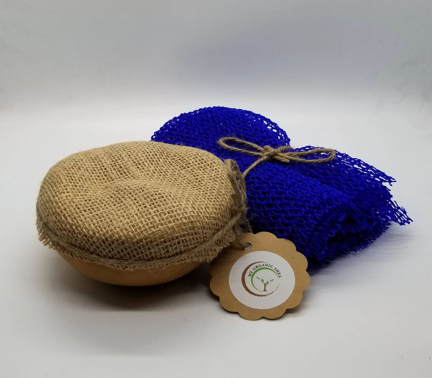 Unrefined Shea Butter in Calabash with Exfoliating Bath Net Sponge