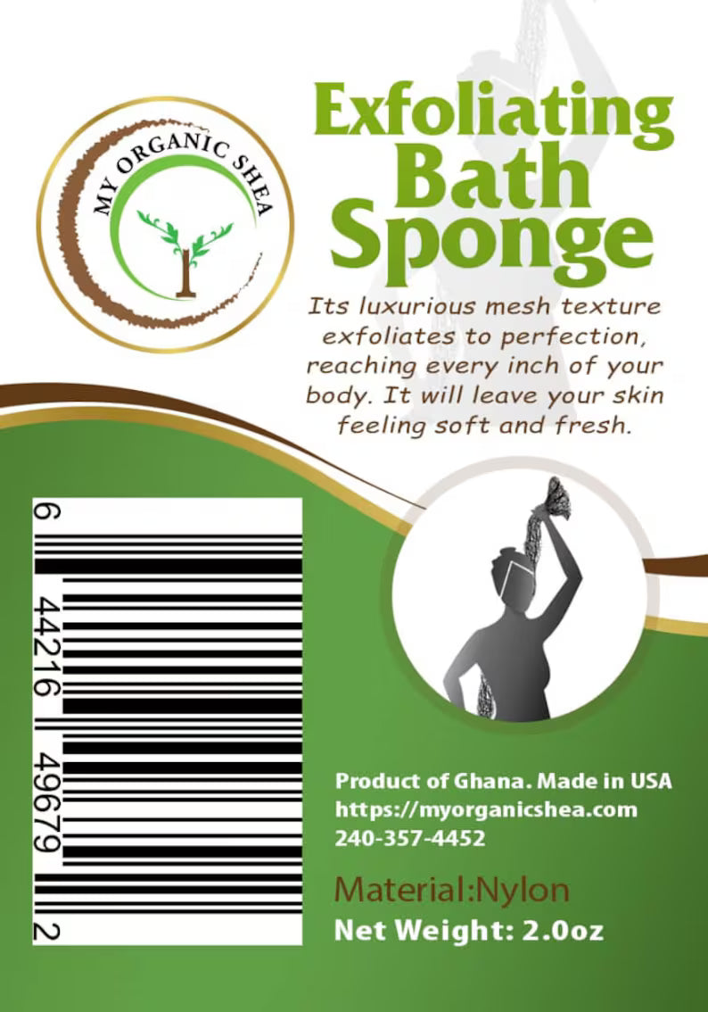 African Bath Net Sponge & African Black Soap Set – Exfoliating Body Wash Combo for Smooth, Glowing Skin
