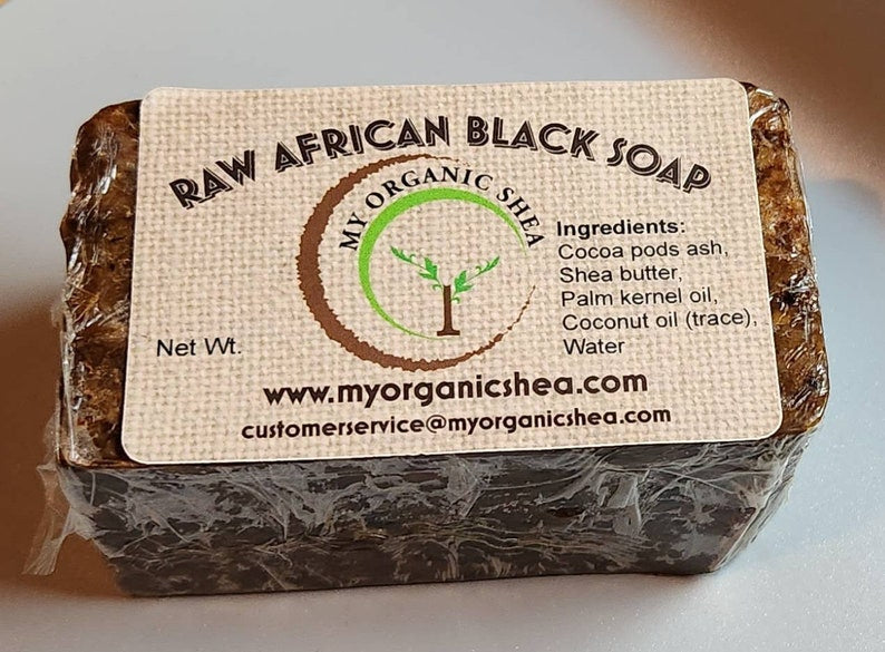 Authentic Raw African Black Soap Bar – Natural Handmade Cleanser for Acne, Dark Spots & Healthy Skin(8oz)
