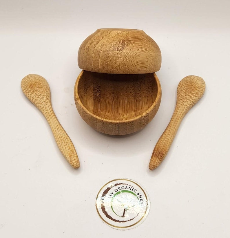 Mini Calabash Bowl Set with Spoon – Natural Wooden Bowl for Skincare, Dips & Daily Rituals