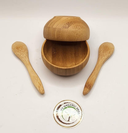 Mini Calabash Bowl Set with Spoon – Natural Wooden Bowl for Skincare, Dips & Daily Rituals
