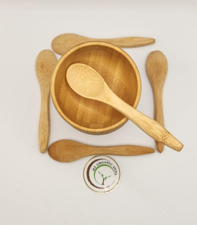 Mini Calabash Bowl Set with Spoon – Natural Wooden Bowl for Skincare, Dips & Daily Rituals