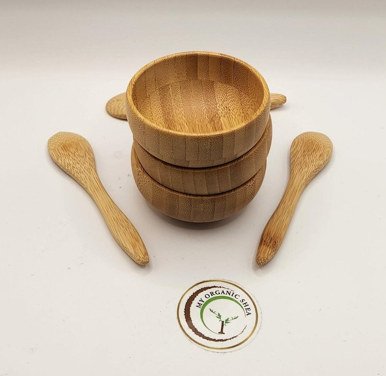 Mini Calabash Bowl Set with Spoon – Natural Wooden Bowl for Skincare, Dips & Daily Rituals