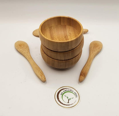 Mini Calabash Bowl Set with Spoon – Natural Wooden Bowl for Skincare, Dips & Daily Rituals