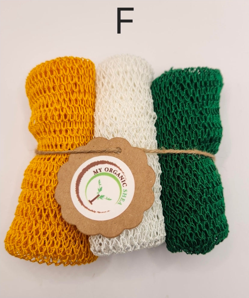 3-Pack African Exfoliating Bath Sponge Sapo: Nylon Body Scrubber