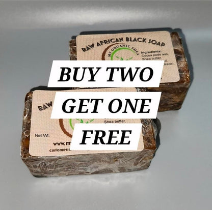 Authentic Raw African Black Soap Bar – Natural Handmade Cleanser for Healthy Skin(16oz) BUY 2 GET 1 FREE