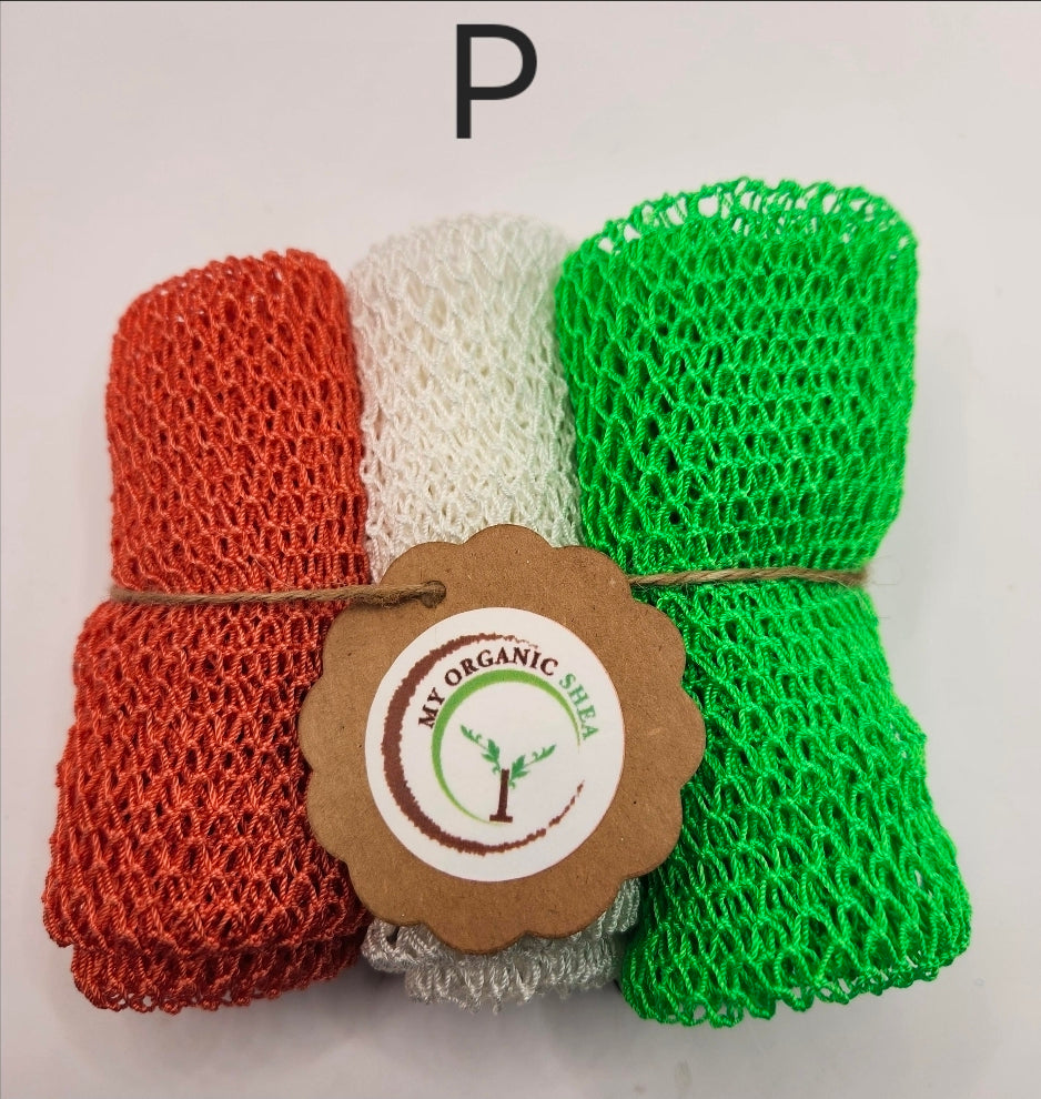 3pcs African Exfoliating Bath Net Sponge: 70 inch Nylon Sapo