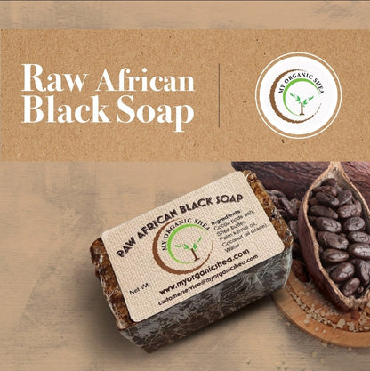 Authentic Raw African Black Soap Bar – Natural Handmade Cleanser for Acne, Dark Spots & Healthy Skin(8oz)