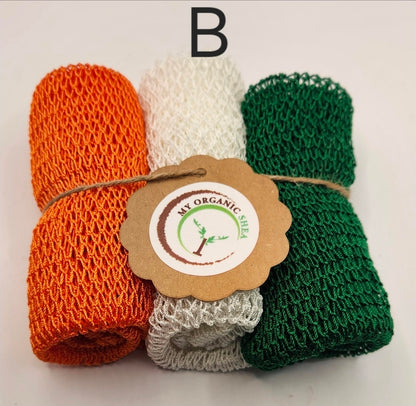 3-Pack African Exfoliating Bath Sponge Sapo: Nylon Body Scrubber