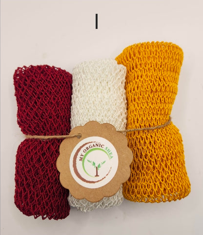 3-Pack African Exfoliating Bath Sponge Sapo: Nylon Body Scrubber