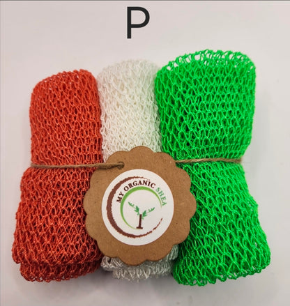 3-Pack African Exfoliating Bath Sponge Sapo: Nylon Body Scrubber