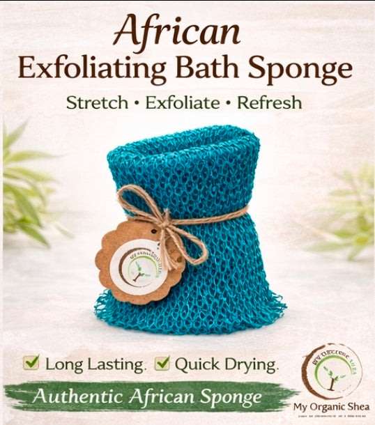 African Exfoliating Bath Net Sponge – 50” Long Nylon Whole Body and Back Scrubber for Deep Clean, Smooth Skin & Body Exfoliation