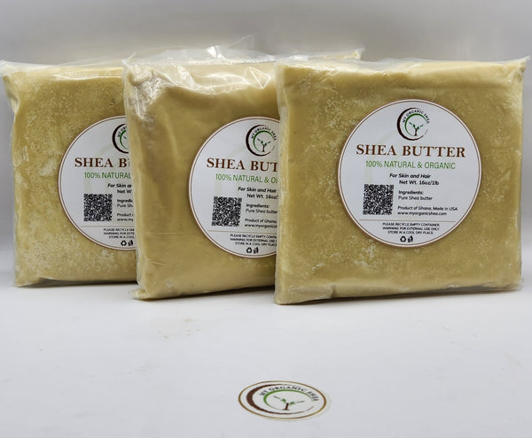 Raw Organic unrefined shea butter (1lb/16 oz, 2lbs/32oz)