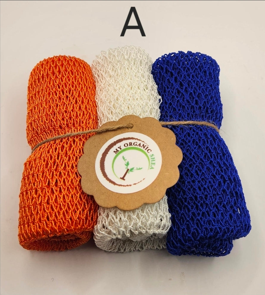 3-Pack African Exfoliating Bath Sponge Sapo: Nylon Body Scrubber