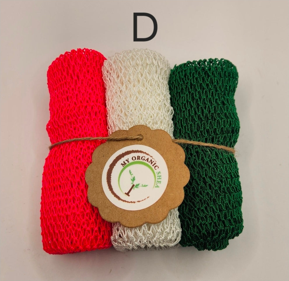 3-Pack African Exfoliating Bath Sponge Sapo: Nylon Body Scrubber