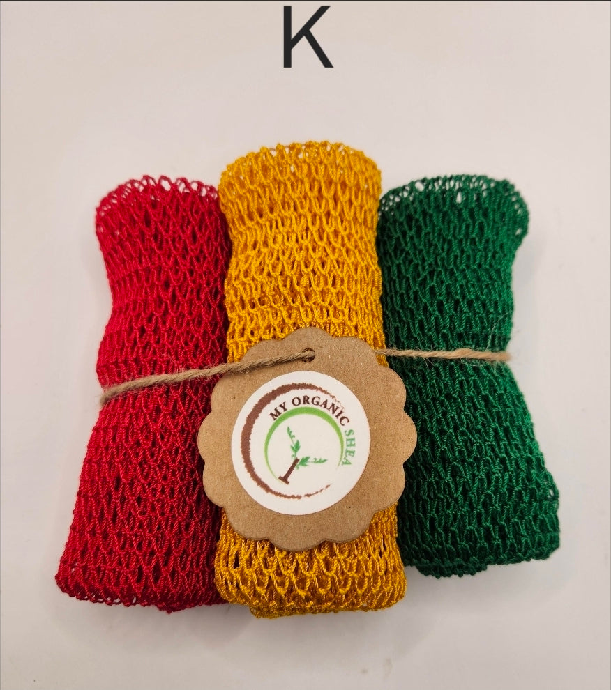 3-Pack African Exfoliating Bath Sponge Sapo: Nylon Body Scrubber