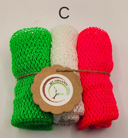 3-Pack African Exfoliating Bath Sponge Sapo: Nylon Body Scrubber