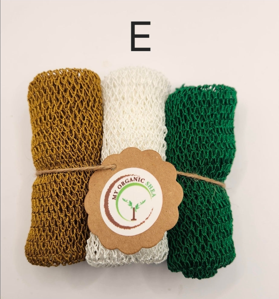 3-Pack African Exfoliating Bath Sponge Sapo: Nylon Body Scrubber