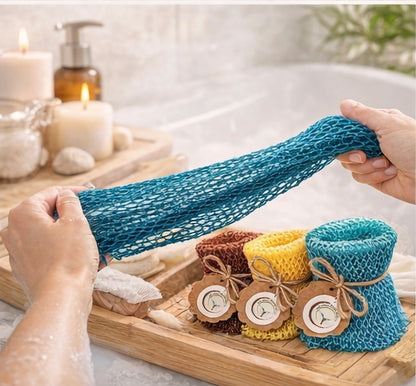 African Exfoliating Bath Net Sponge – 50” Long Nylon Whole Body and Back Scrubber for Deep Clean, Smooth Skin & Body Exfoliation
